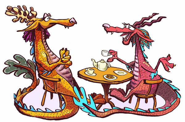 Dragons at Cafe by Jason Pym