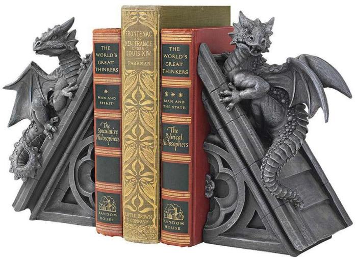 Gothic Castle Dragons Sculptural Bookends at Design Toscano
