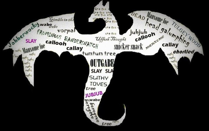 jabberwocky - Calligram by Rajlakshmi of The Poetry Wagon