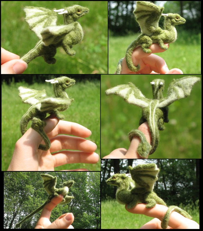 felted_green_dragon_collage_by_tallydragon