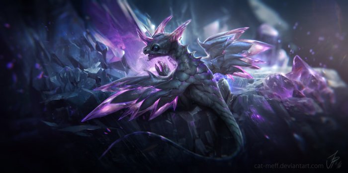 Baby amethyst dragon by cat-meff